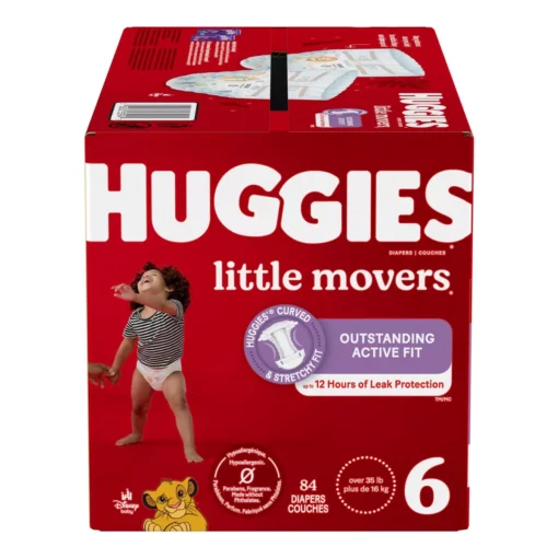 Huggies Little Movers Baby Disposable Diapers – Size 6 (84 Count)