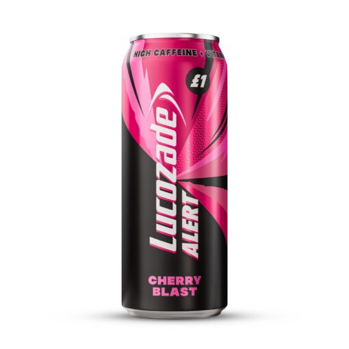 Lucozade Alert Cherry Blast Energy Drink 500ml Can | High Caffeine | Reduce Tiredness