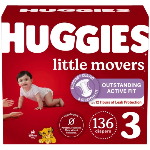 khg.webp Huggies Little Movers Baby Disposable Diapers – Size 3 (136 Count)